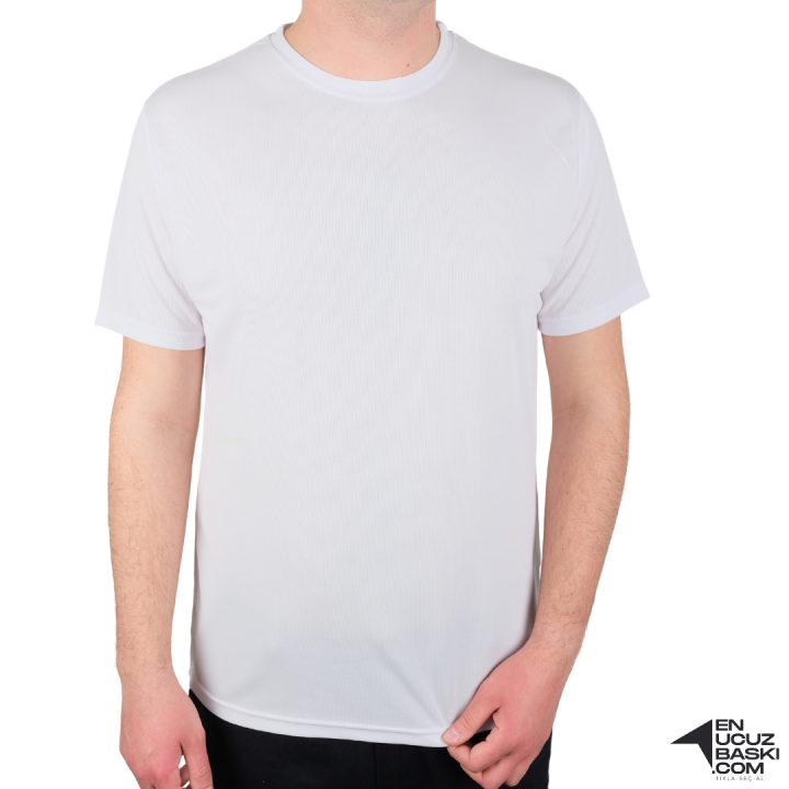 Baskılı Sıfır Yaka T-shirt Beyaz - Dry Touch