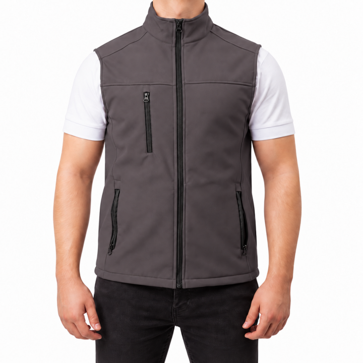 Baskılı Softshell Yelek / Gri - İş Kıyafeti