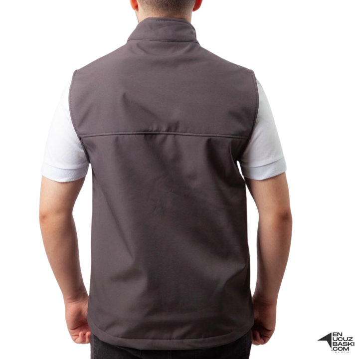 Baskılı Softshell Yelek / Gri - İş Kıyafeti