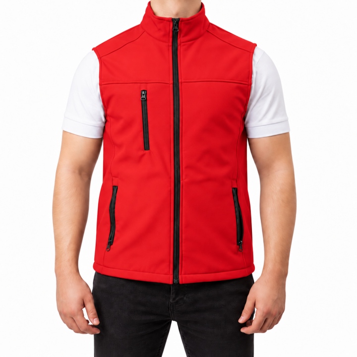 Baskılı Softshell Yelek / Kırmızı - İş Kıyafeti