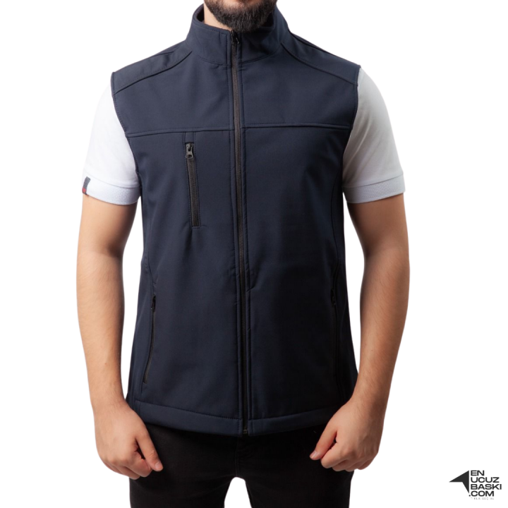 Baskılı Softshell Yelek / Lacivert - İş Kıyafeti