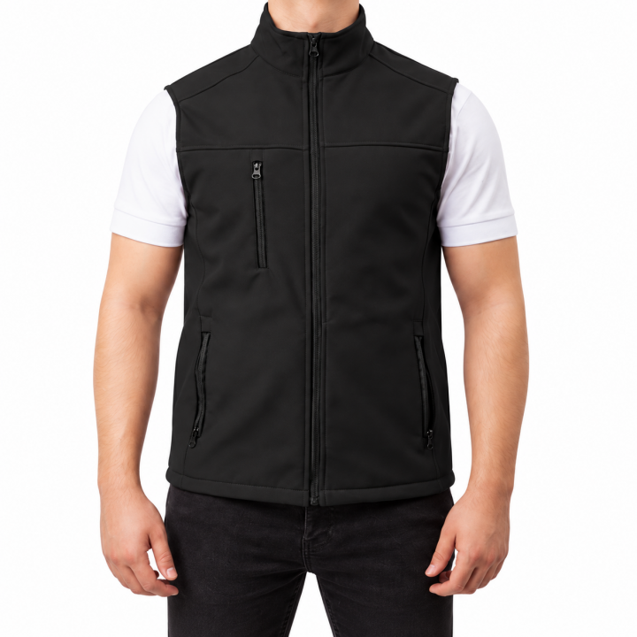 Baskılı Softshell Yelek / Siyah - İş Kıyafeti
