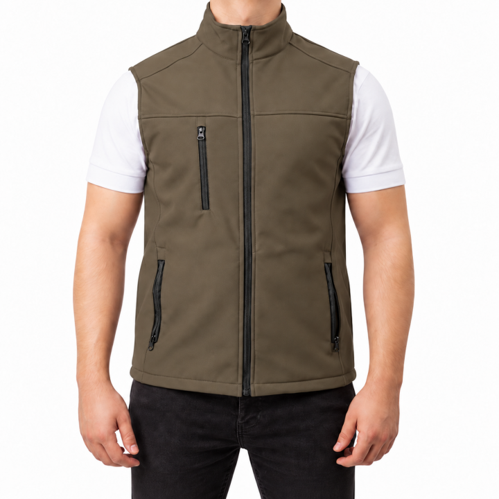 Baskılı Softshell Yelek / Yeşil - İş Kıyafeti