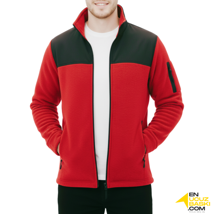 Baskılı Softshelli Polar Mont 3 Cepli / Kırmızı İş Kıyafeti Baskılı Softshelli Polar Mont 3 Cepli / Kırmızı İş Kıyafeti