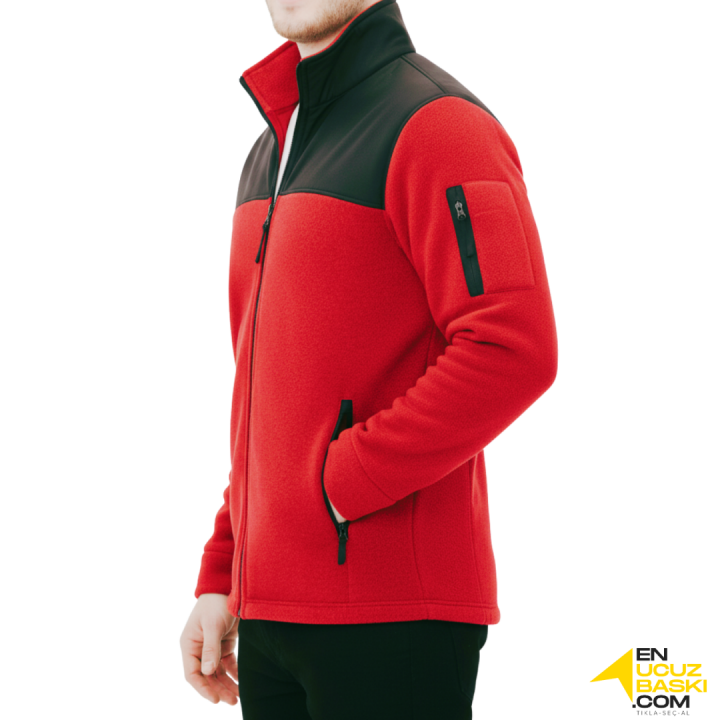 Baskılı Softshelli Polar Mont 3 Cepli / Kırmızı İş Kıyafeti Baskılı Softshelli Polar Mont 3 Cepli / Kırmızı İş Kıyafeti