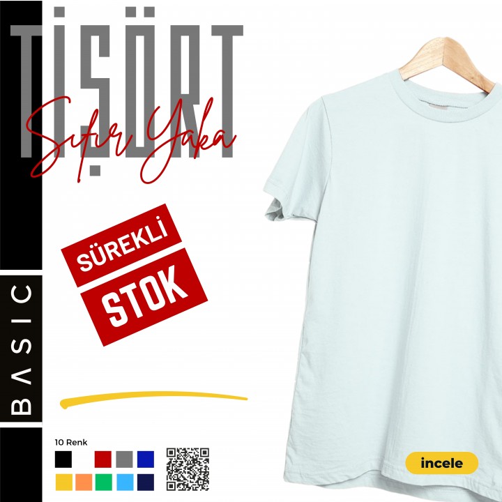 Baskılı Tişört Sıfır Yaka (beyaz)
