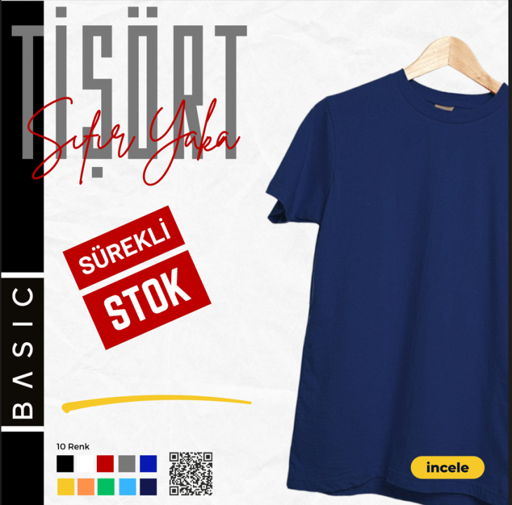 Baskılı Tişört Sıfır Yaka (lacivert)
