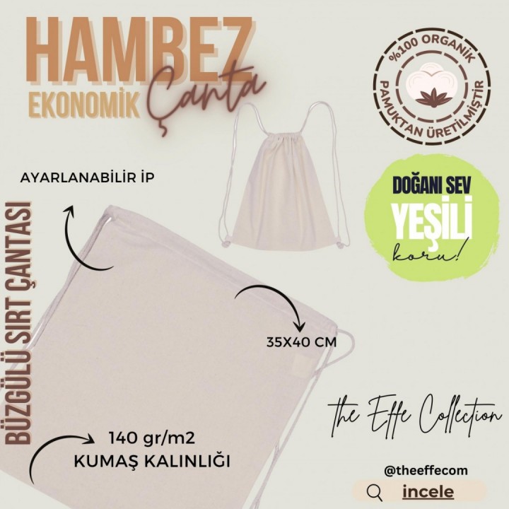 Büzgülü Hambez Çanta  Ekonomik  35x40 Cm Baskısız ( 25 Adet)