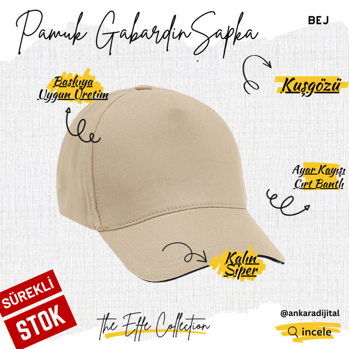 GABARDİN PAMUKLU ŞAPKA BEJ
