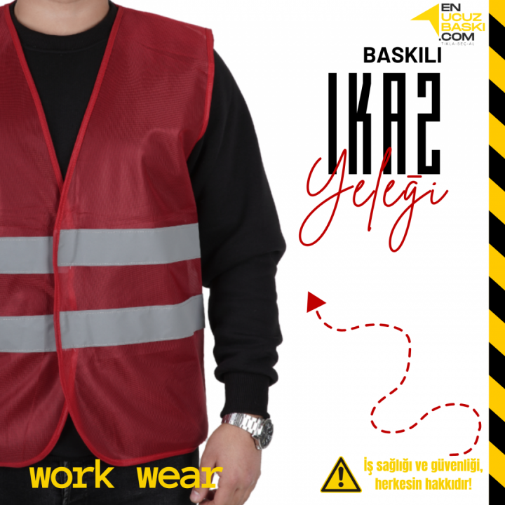 İkaz Yeleği İşçi Kırmızı