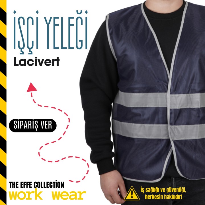 İkaz Yeleği İşçi Lacivert (logo Baskılı)