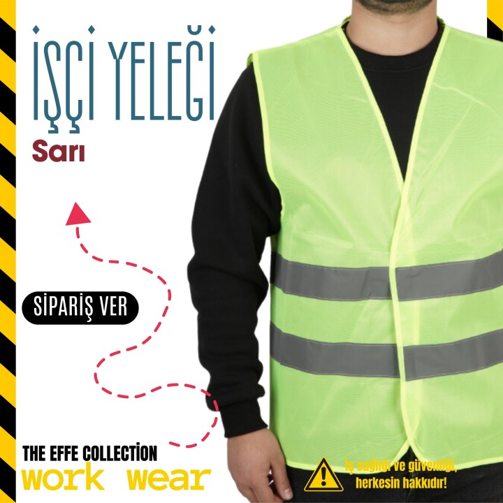 İkaz Yeleği Sarı İş Güvenliği ( Logo Baskılı )