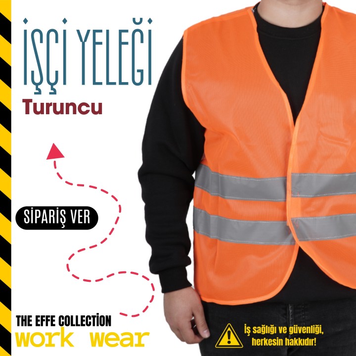 İkaz Yeleği Turuncu  İş Güvenliği ( Logo Baskılı )