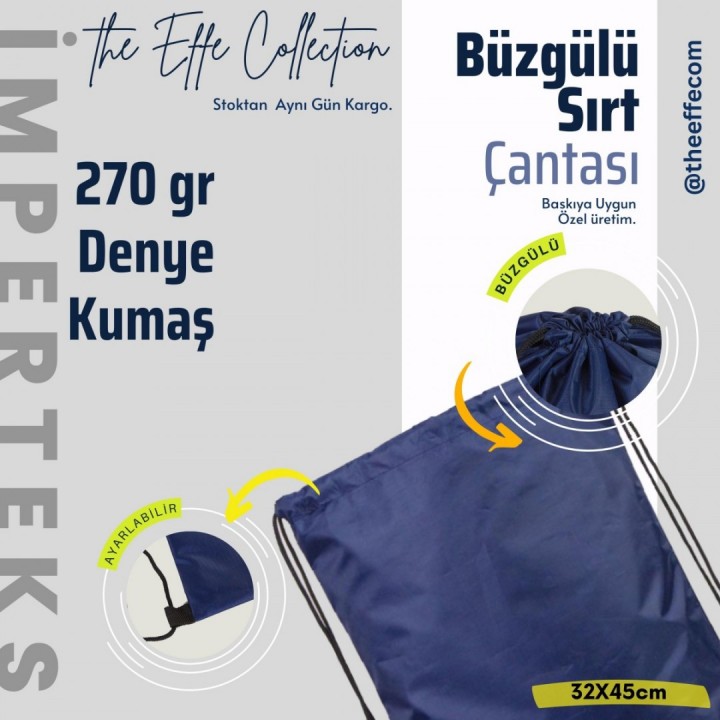 İmperteks Sırt Çantası  32x45 Cm Lacivert (25 Adet)