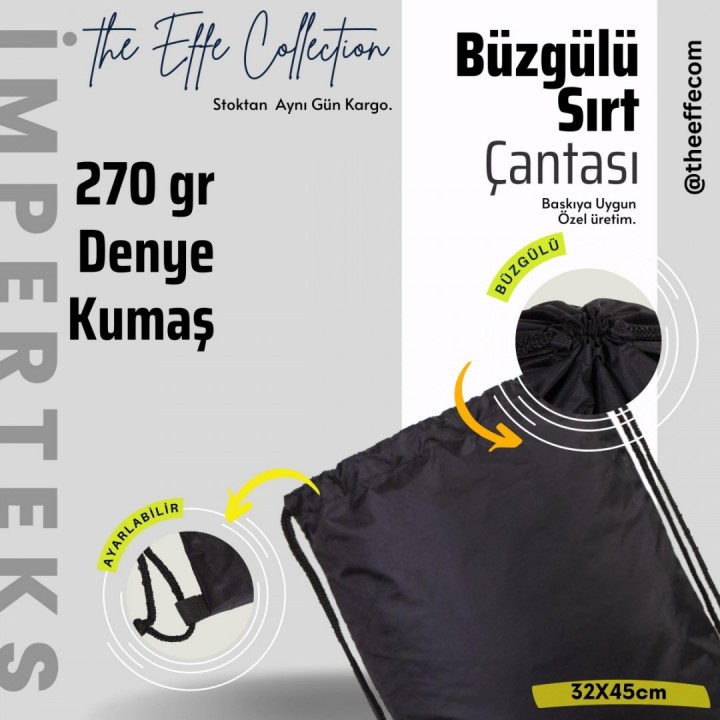 İmperteks Sırt Çantası  32x45 Cm Siyah (25 Adet)