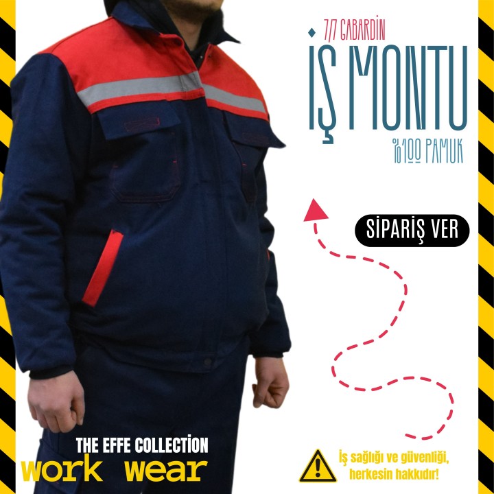 İş Montu Gabardin Lacivert (baskılı)