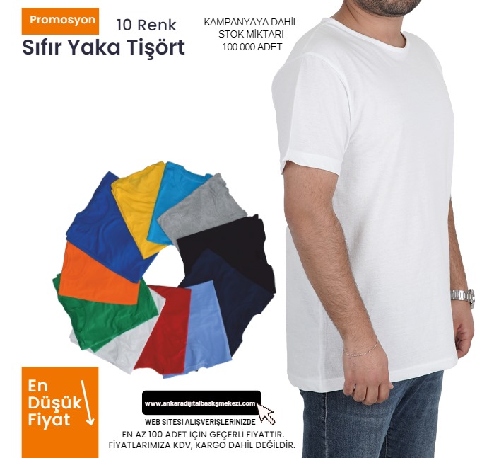 Outlet Sıfır Yaka Tişört Beyaz