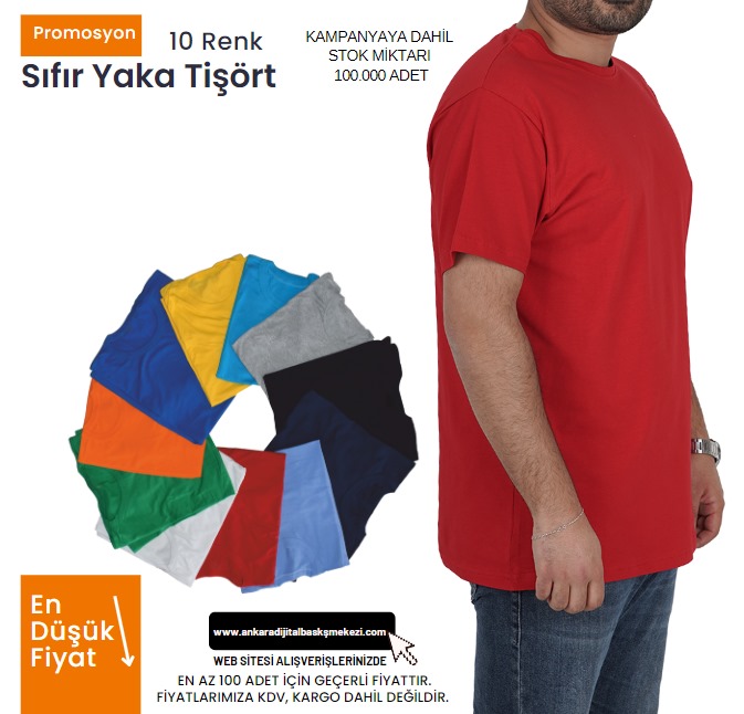 Outlet Sıfır Yaka Tişört Kırmızı