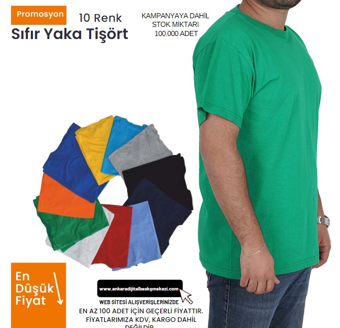 Outlet Sıfır Yaka Tişört Yeşil