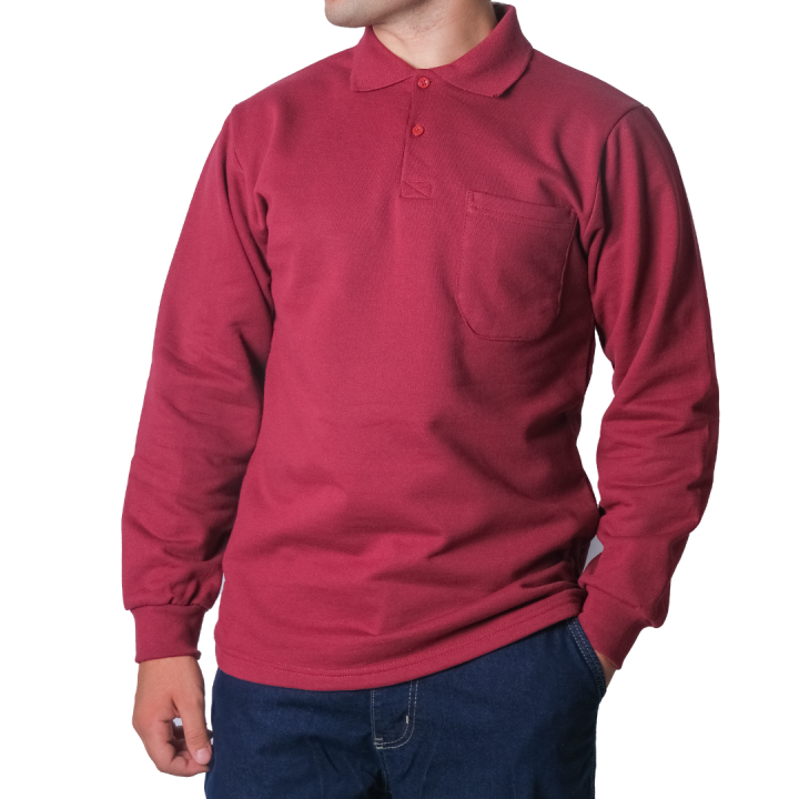 Baskılı Polo Yaka Sweat Bordo