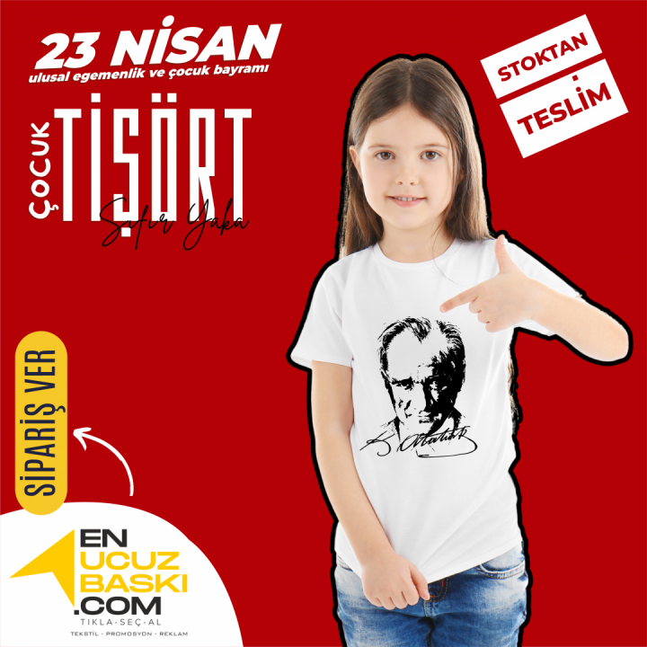 Sıfır Yaka Tişört Çocuk 23 NİSAN Baskılı Model 03