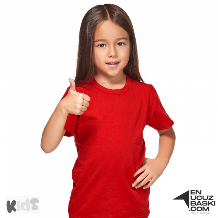 Sıfır Yaka Tişört Çocuk Kırmızı