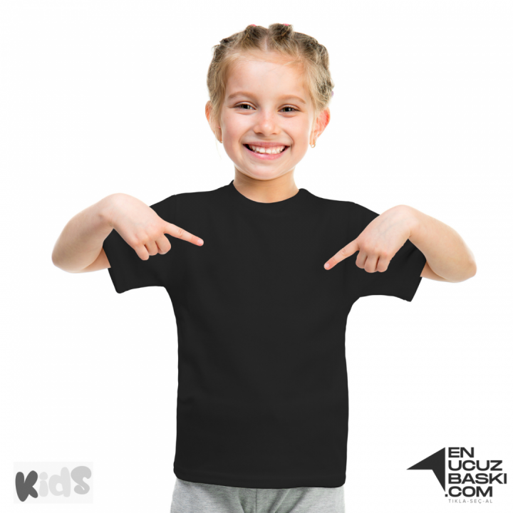 Sıfır Yaka Tişört Çocuk Siyah