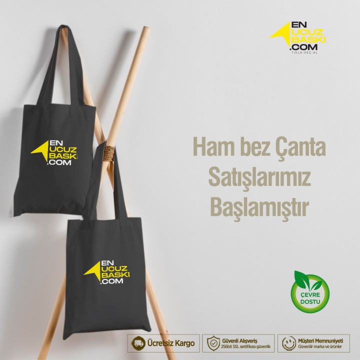 Omuz Çantası Siyah Gabardin 35x40 Cm (baskısız 10 Adet)