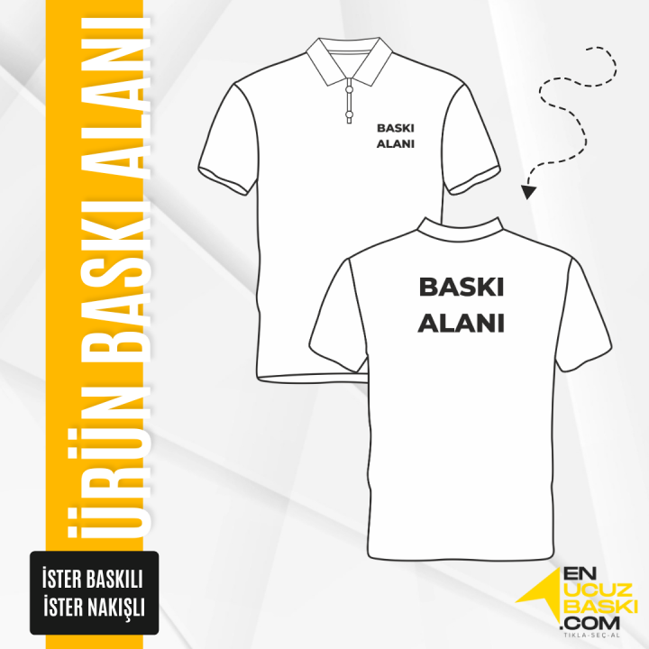 Baskılı Polo Yaka Tişört Basic Bebe Mavisi